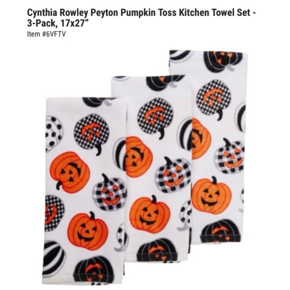 New Cynthia Rowley kitchen towel 3 pack Cotton dish‎ Towel set Halloween